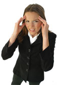 Business woman with a headache